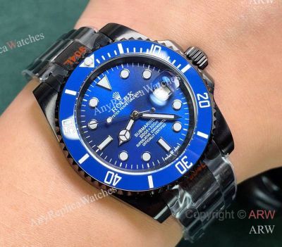 High quality Replica Rolex Submariner Black Strap Blue Face Dial Blue Ceramic Bezel Men Watch 40mm